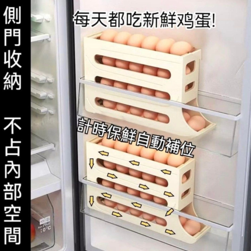 廚房冰箱滾動雞蛋收納盒,多層斜口自動滾蛋器,自動滾落蛋架-細節圖2