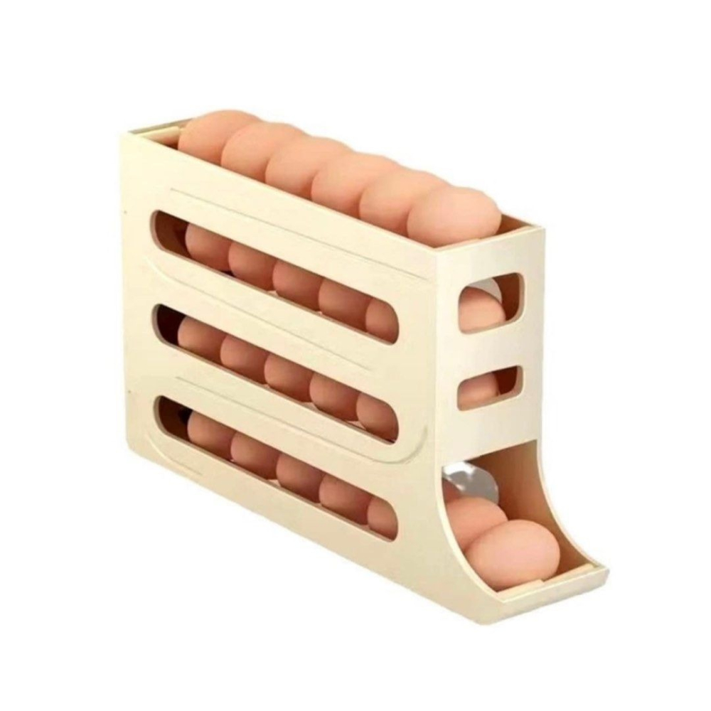 廚房冰箱滾動雞蛋收納盒,多層斜口自動滾蛋器,自動滾落蛋架-細節圖9