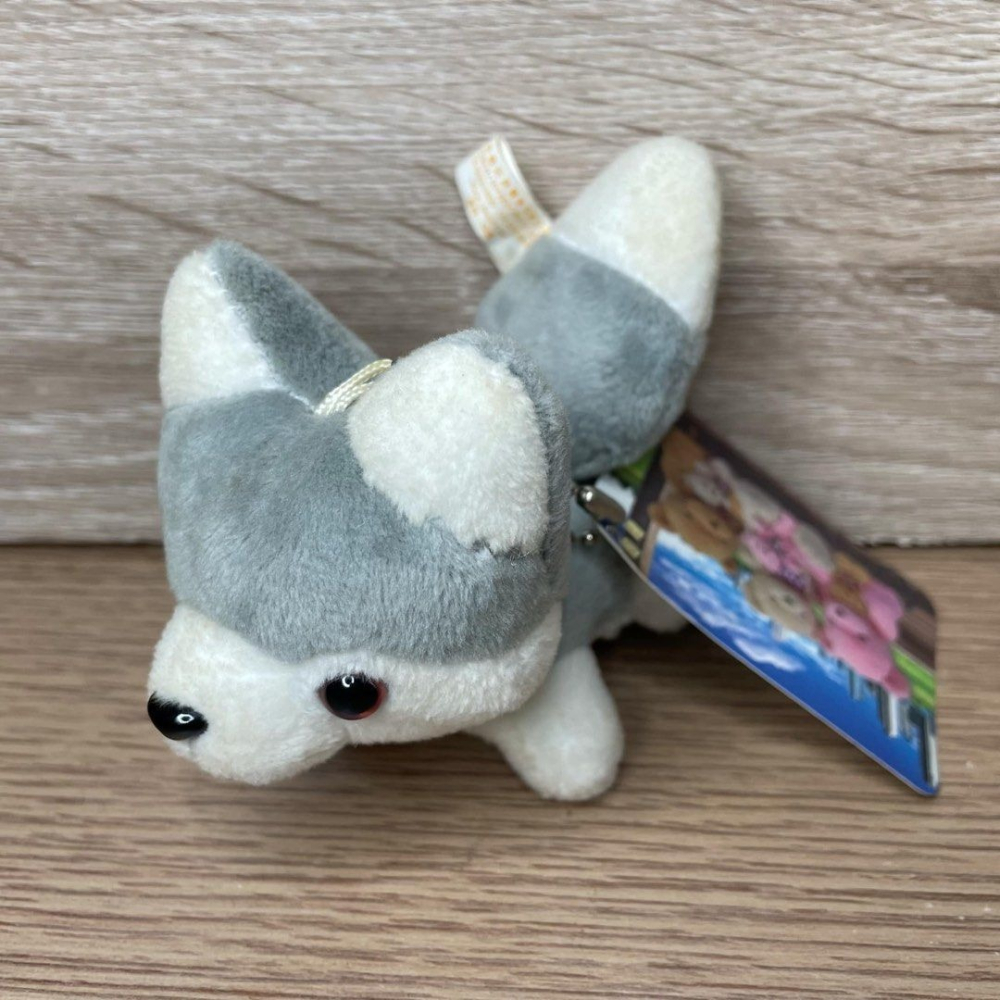 可愛坐姿哈士奇絨毛娃娃包包吊飾,哈士奇娃娃毛絨玩偶,可愛狗狗鑰匙圈-細節圖2