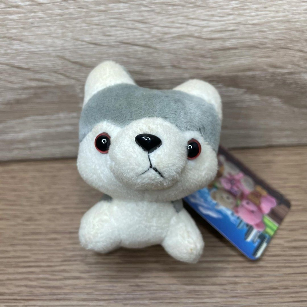 可愛坐姿哈士奇絨毛娃娃包包吊飾,哈士奇娃娃毛絨玩偶,可愛狗狗鑰匙圈-細節圖3