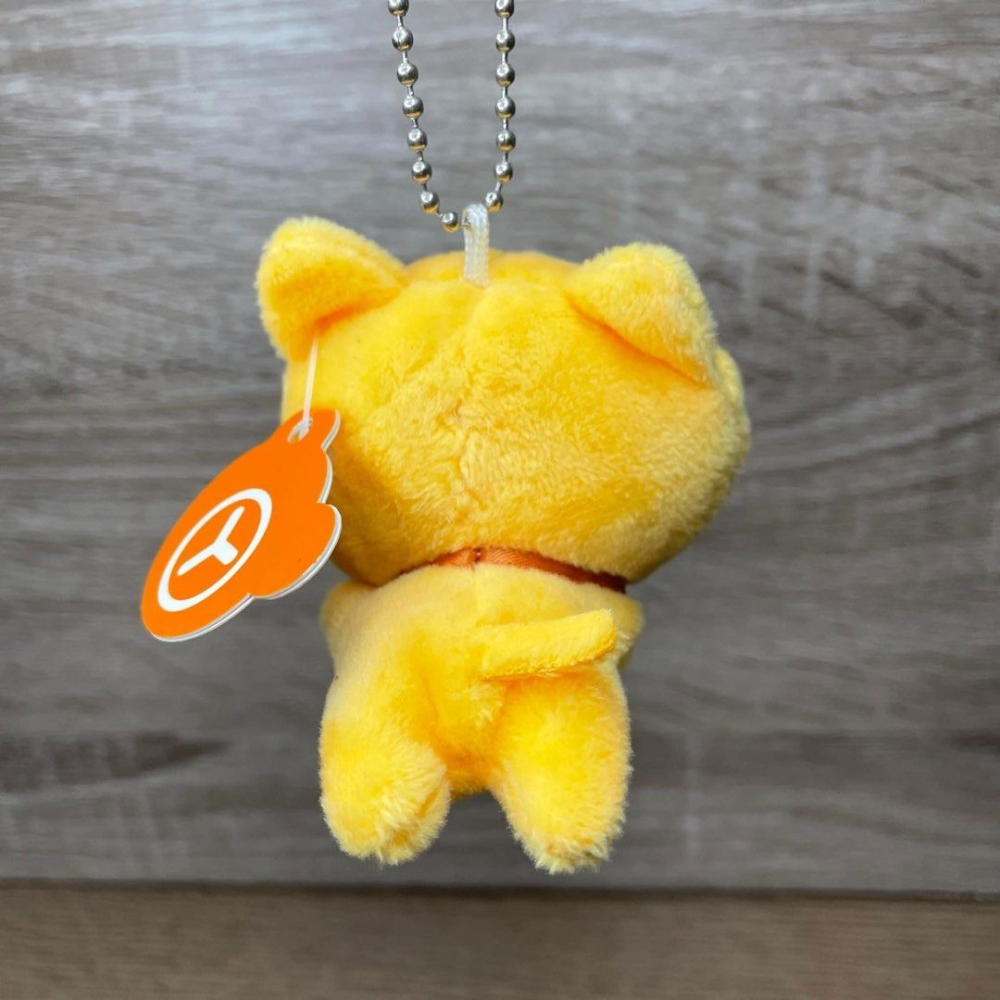 黃色趴姿小貓毛絨娃娃吊飾,可愛貓咪絨毛玩偶,包包裝飾小物鑰匙圈-細節圖3