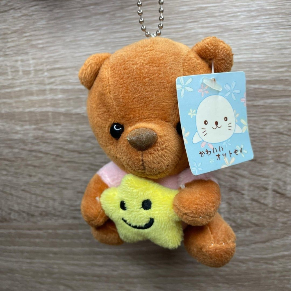 可愛抱星星小熊娃娃吊飾,絨毛玩偶包包裝飾小物鑰匙圈-細節圖3