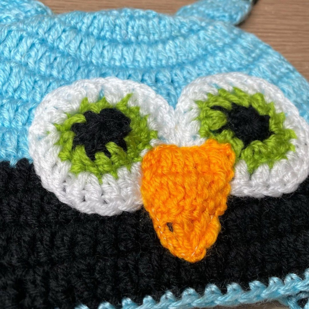 貓頭鷹手工針織毛帽,嬰幼兒兒童造型拼接毛線帽,嬰兒帽子-細節圖2