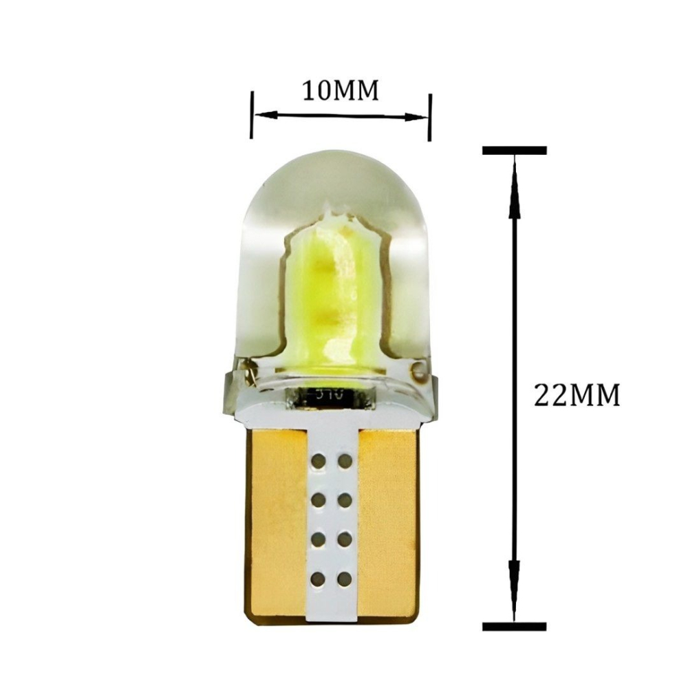 1入T10矽膠汽車LED改裝燈,超亮COB示寬燈,黃光行車燈閱讀燈-細節圖2