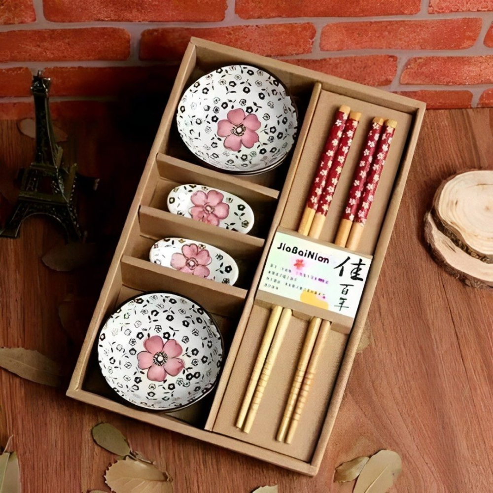 日式創意6件套裝竹筷碟子陶瓷碗筷組,情侶質感碗筷組,雙人餐具組-細節圖6