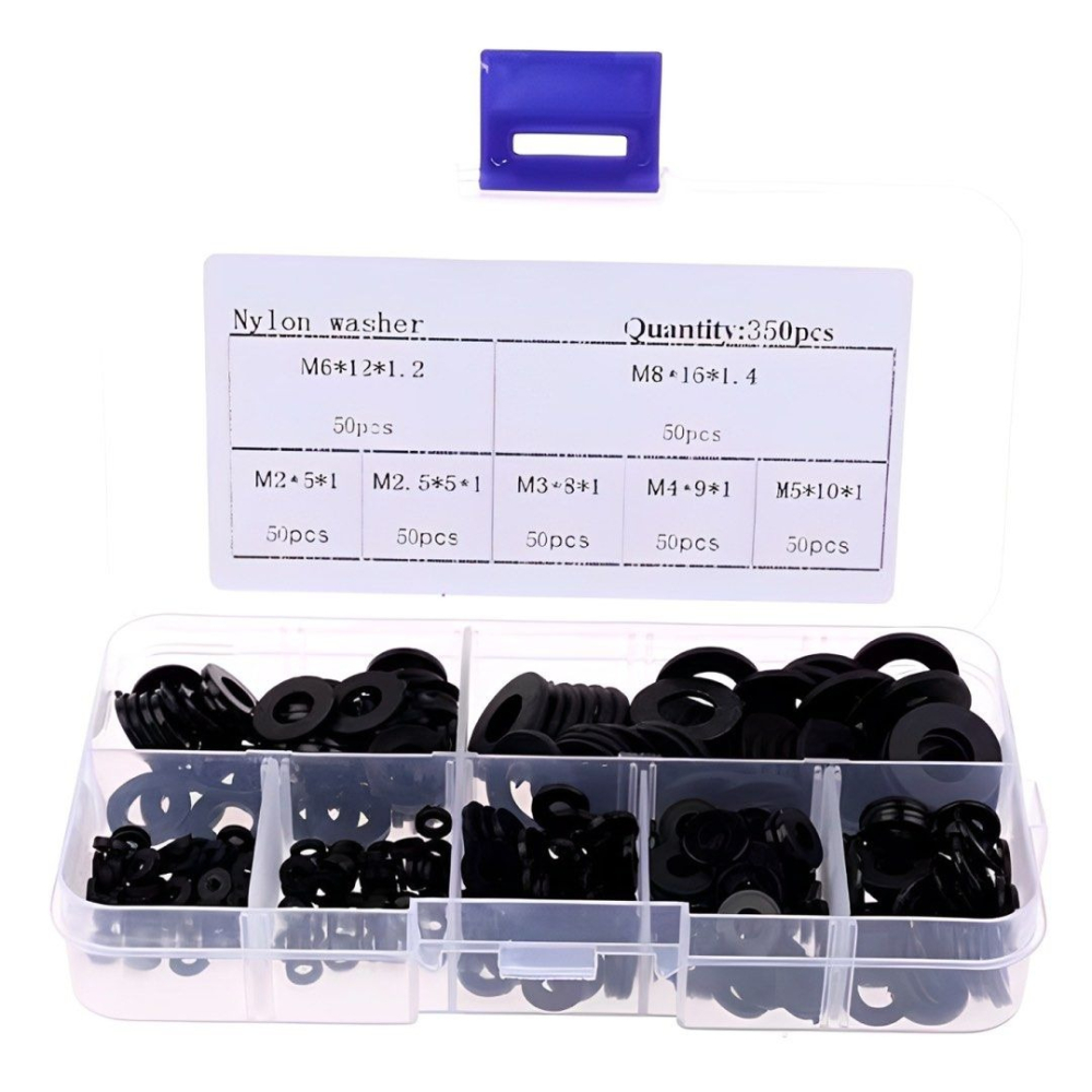 350個尼龍平墊圈M2/M2.5/M3/M4/M5/M6/M8黑色平密封墊圈-細節圖4