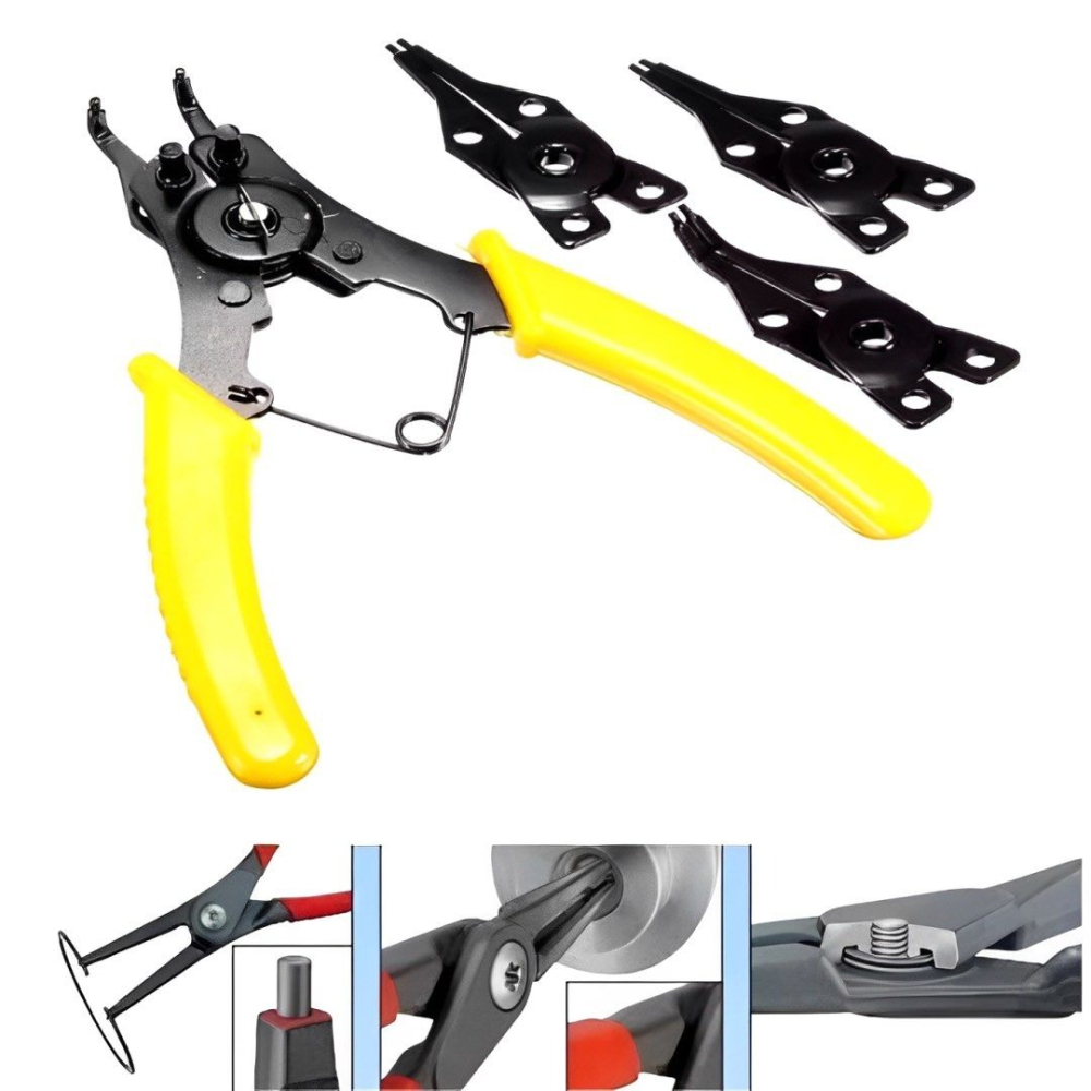 多功能四合一卡簧鉗擋圈鉗,四頭擋圈鉗,內卡外卡兩用卡環鉗套裝,可拆裝彈簧鉗-細節圖2