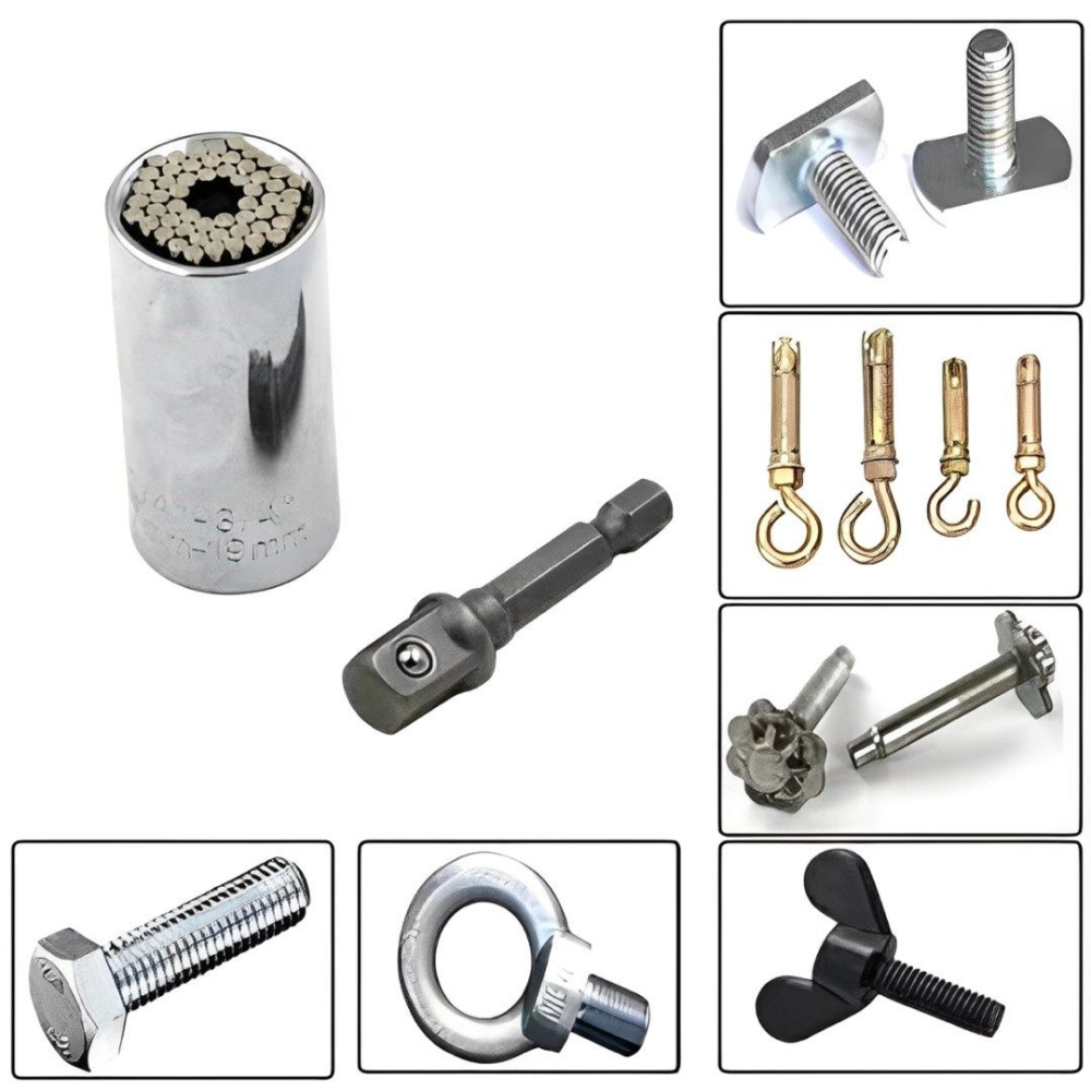 3件套萬能套筒+ 棘輪扳手+延伸桿,7-19mm魔術萬用轉換套筒萬用板手-細節圖2