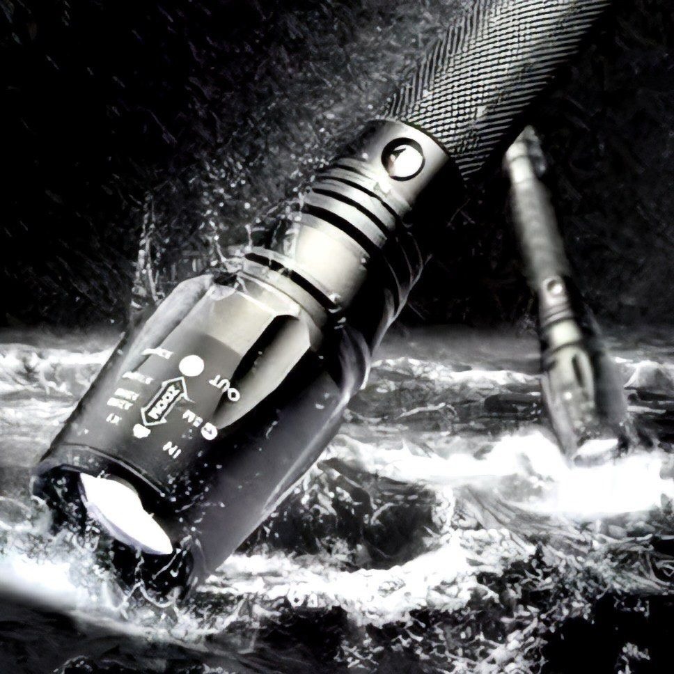 LED鋁合金多功能強光手電筒,防水防震露營照明設備,野營遠足緊急照明戰術手電筒-細節圖3