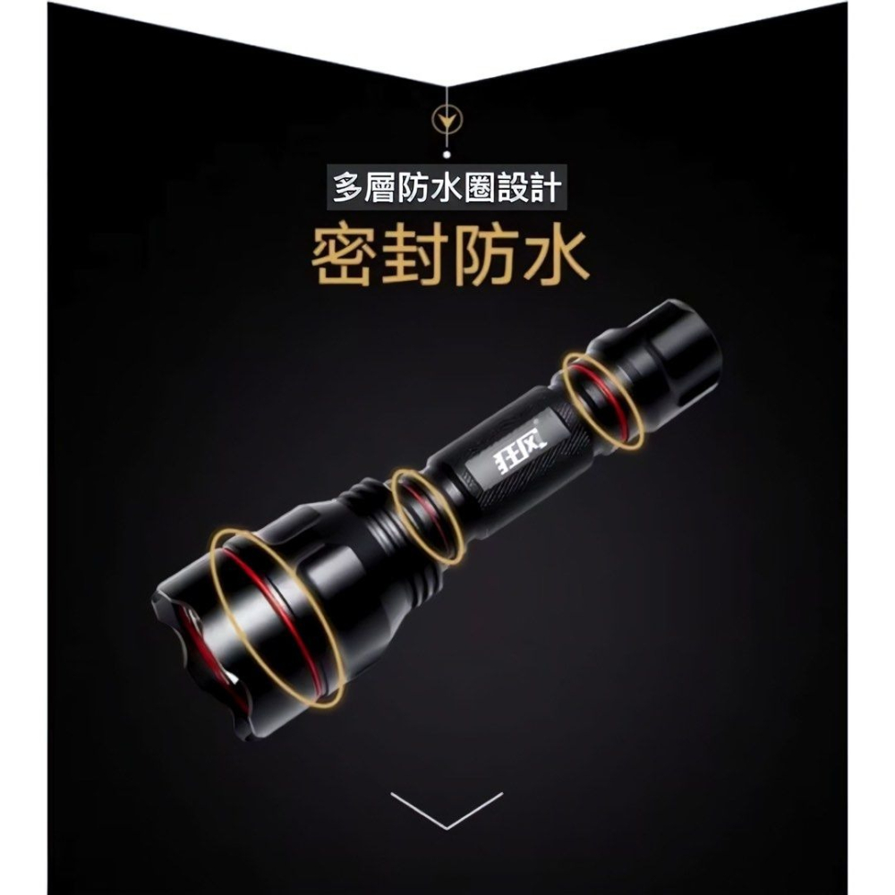 LED強光伸縮變焦L2手電筒,家用防水戶外裝備遠射單手電筒,戶外露營野炊釣魚照明設備,應急救援-細節圖4