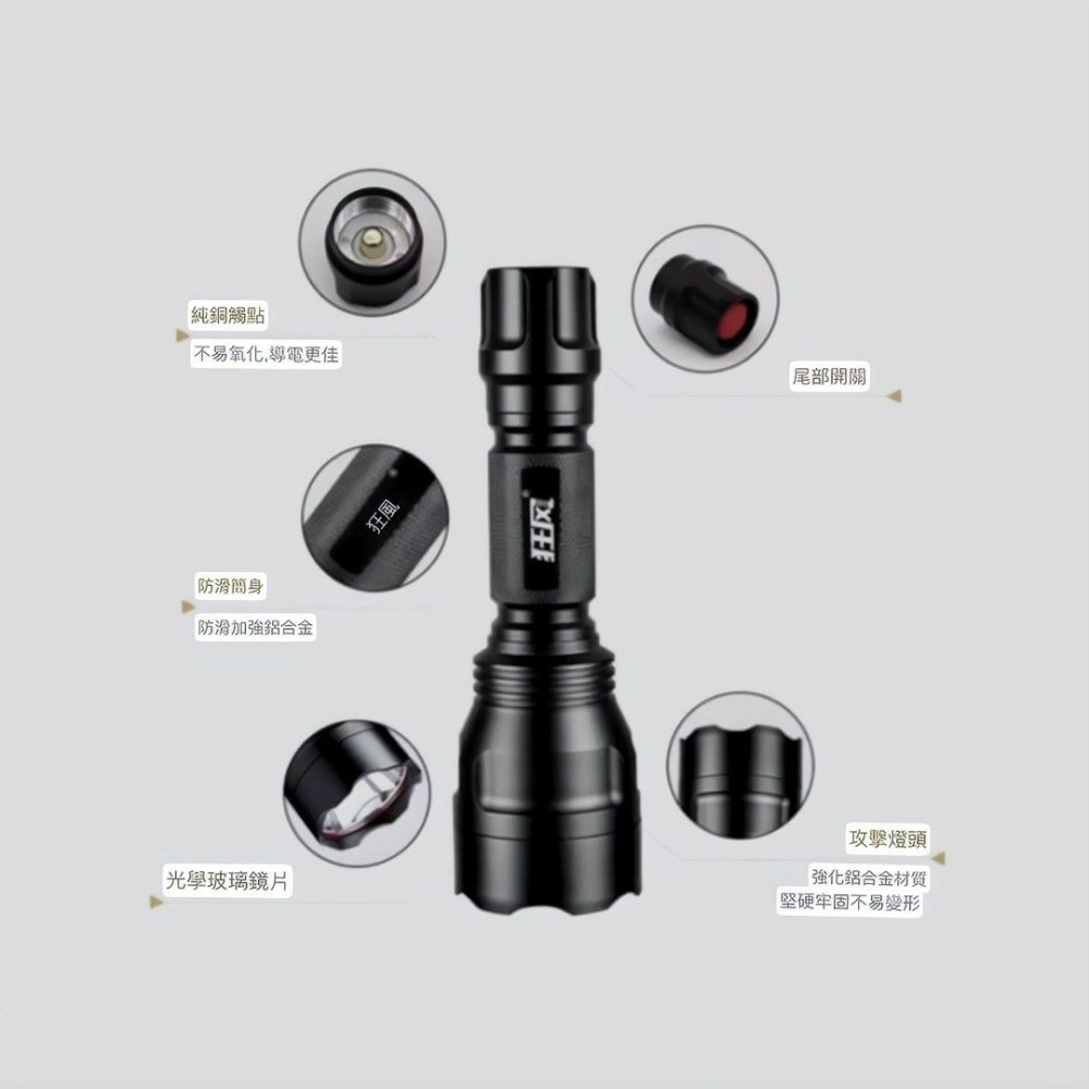 LED強光伸縮變焦L2手電筒,家用防水戶外裝備遠射單手電筒,戶外露營野炊釣魚照明設備,應急救援-細節圖6