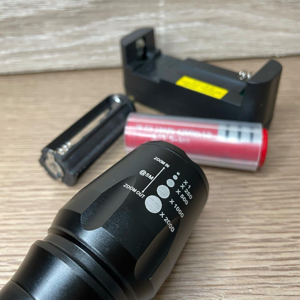 一套防水鋁合金手電筒,變焦遠射戶外露營野炊照明燈具,釣魚緊急照明燈-細節圖3