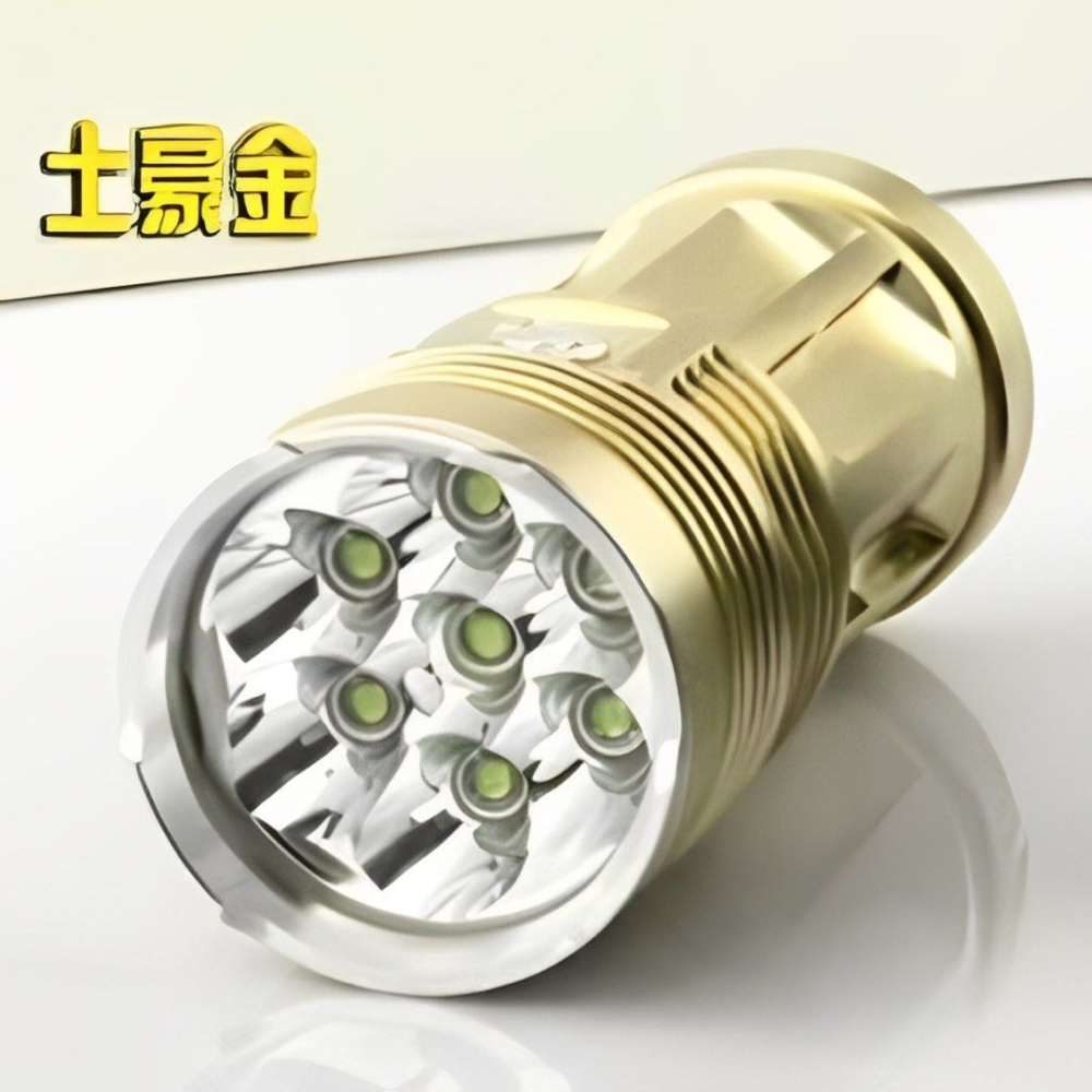 7燈鋁合金小鋼炮強光手電筒,小怪獸戶外露營野炊照明燈具,釣魚探照燈照明設備-細節圖6