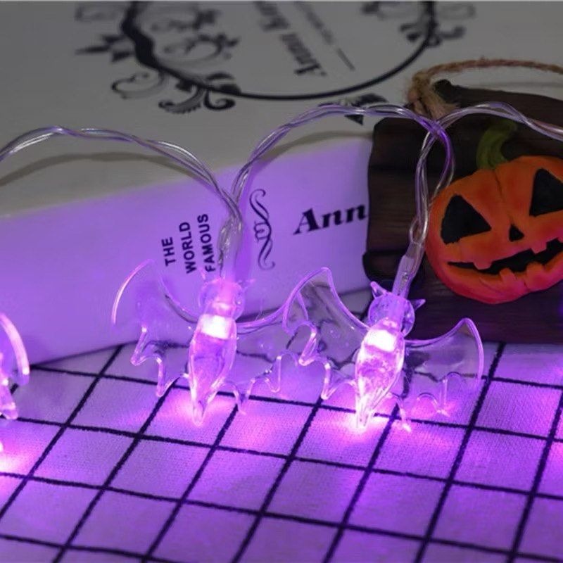 紫光冷血蝙蝠LED電池燈串,居家裝飾萬聖節裝飾燈條,室內裝飾氣氛燈,幽靈蝙蝠燈飾,1米10燈-細節圖3