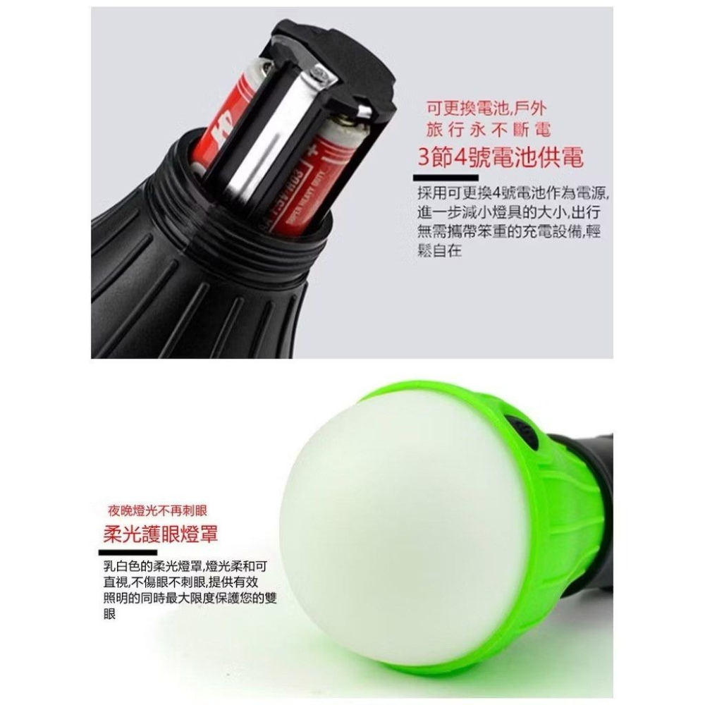 3LED野外露營懸吊式燈泡,戶外手提應急照明燈,野炊野營LED燈具,黃色白光-細節圖2