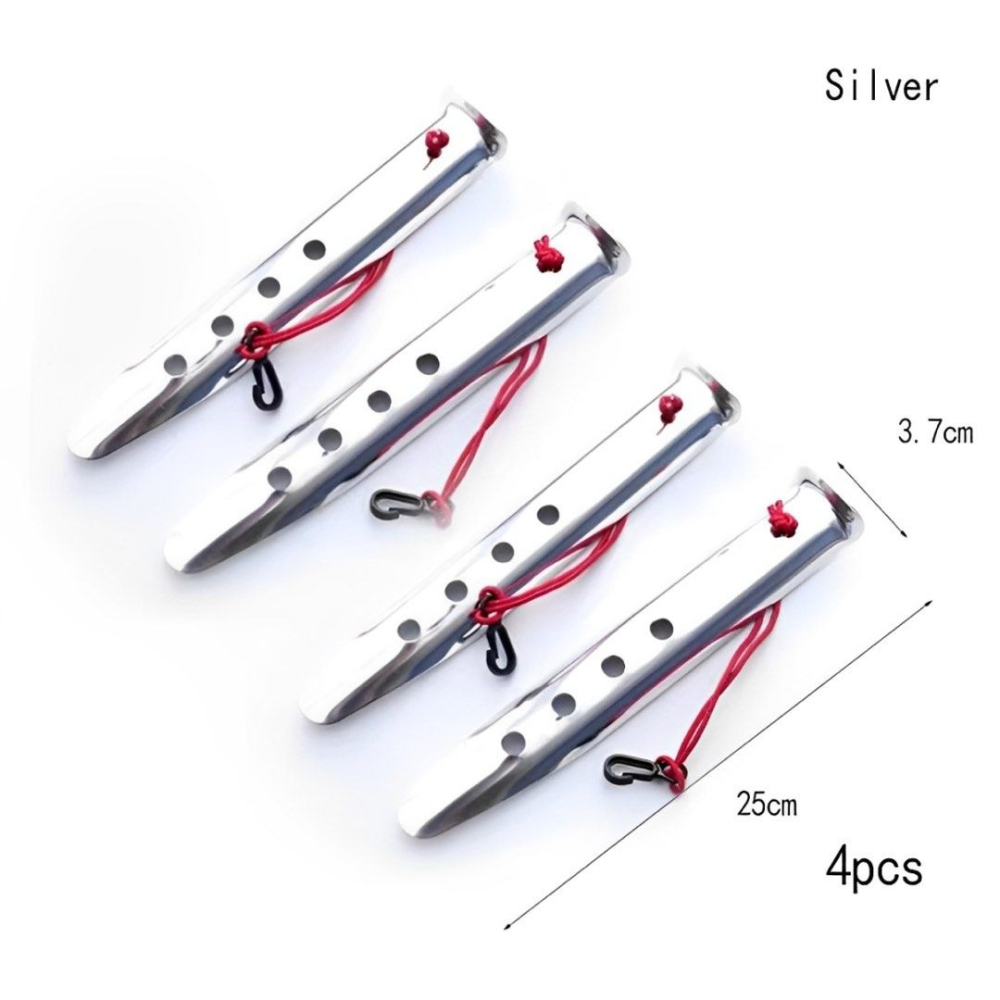 4個戶外露營帳篷地釘,鋁合金含掛鉤和防風繩帳篷樁,野營野炊防滑帳篷固定釘-細節圖3