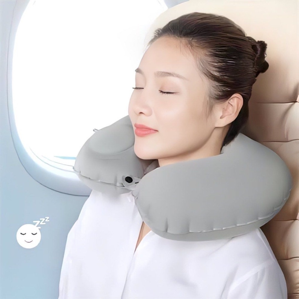 按壓式充氣U型枕,便攜充氣旅行護頸枕,戶外旅遊可收納午睡枕,外出睡覺枕頭-細節圖6