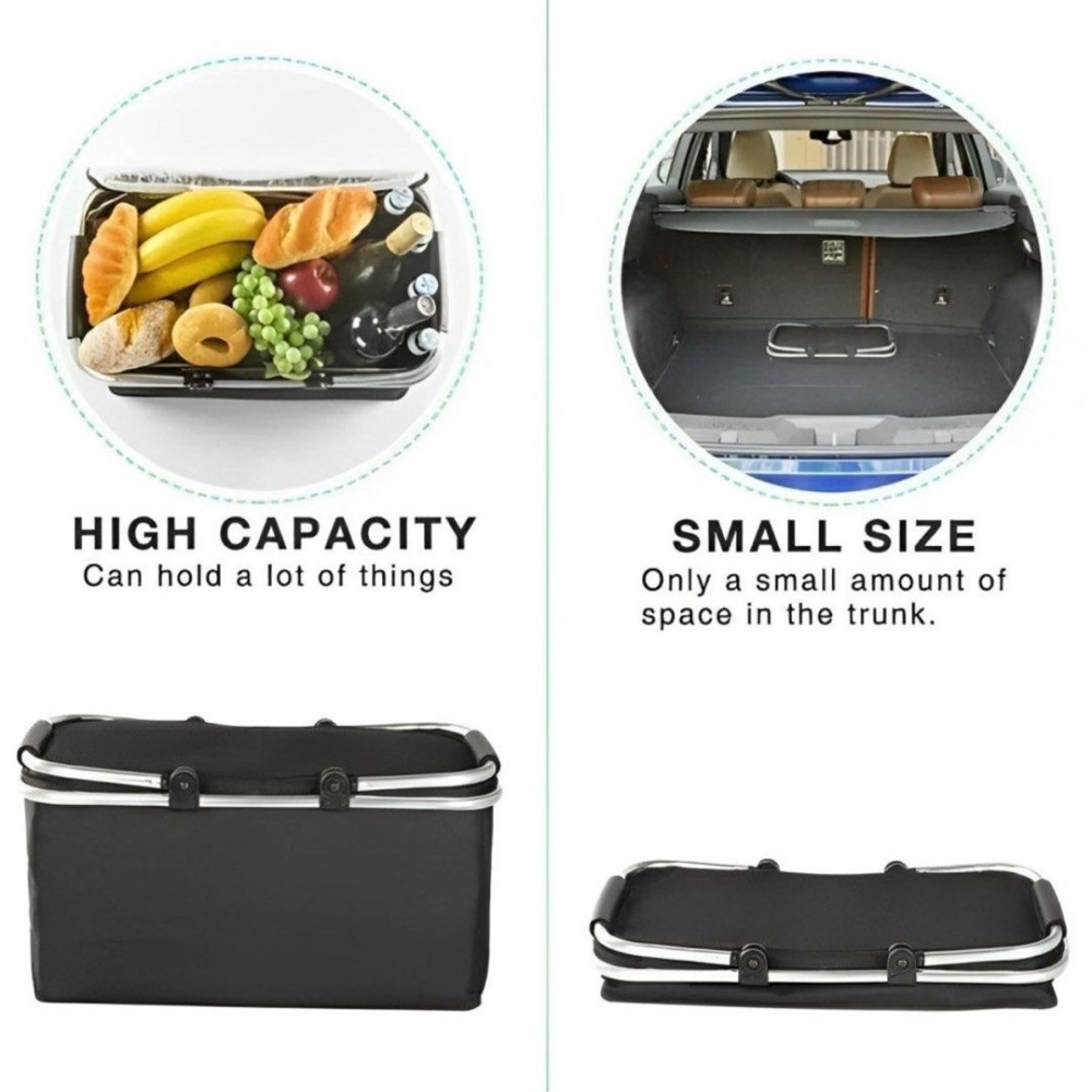 30L大容量戶外野餐保溫收納包,車用旅行露營防潑水折疊野餐袋,手提家庭旅遊冷藏保溫收納袋-細節圖3