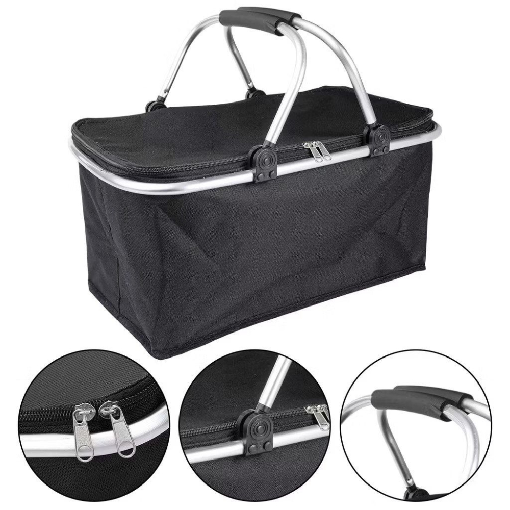 30L大容量戶外野餐保溫收納包,車用旅行露營防潑水折疊野餐袋,手提家庭旅遊冷藏保溫收納袋-細節圖7