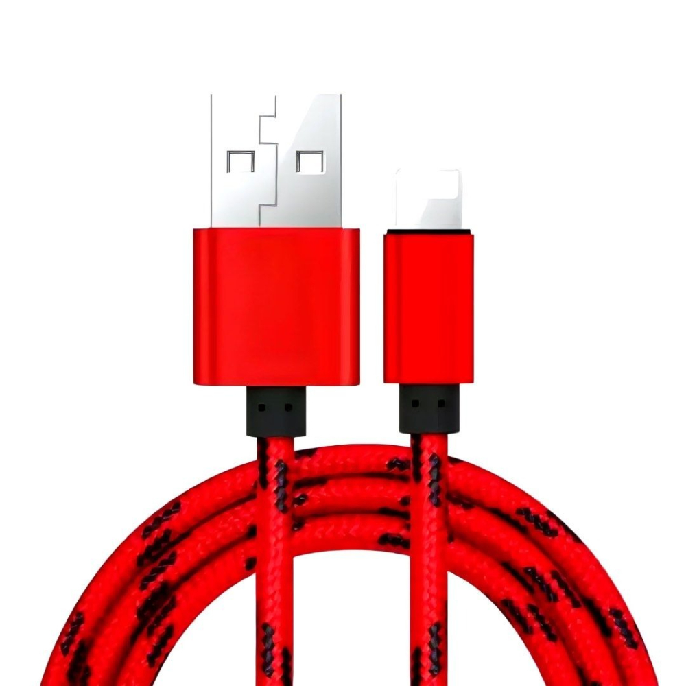 2米蘋果尼龍編織數據線,iPhone lighting 格子虎紋USB充電線-細節圖6