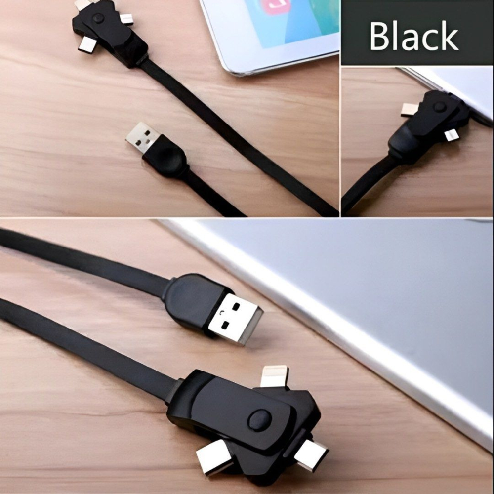 360度旋轉三合一充電線,iPhone+TYPE-C+MICRO USB手機快速充電線扁線-細節圖6