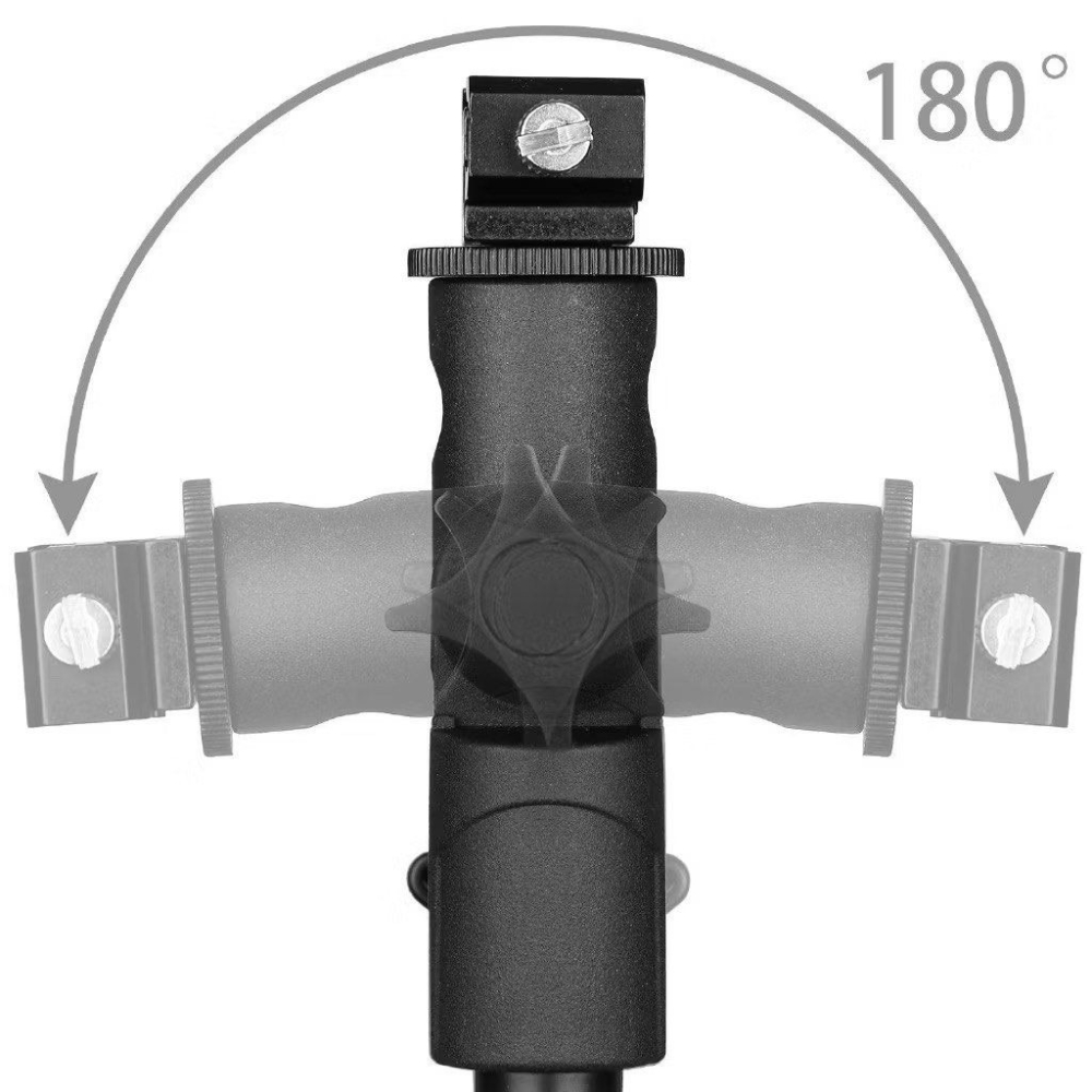 閃光燈萬用E型支架,閃光燈底座三腳架 燈架,可插反光傘180度金屬萬用支架,拍攝攝影柔光傘架-細節圖3