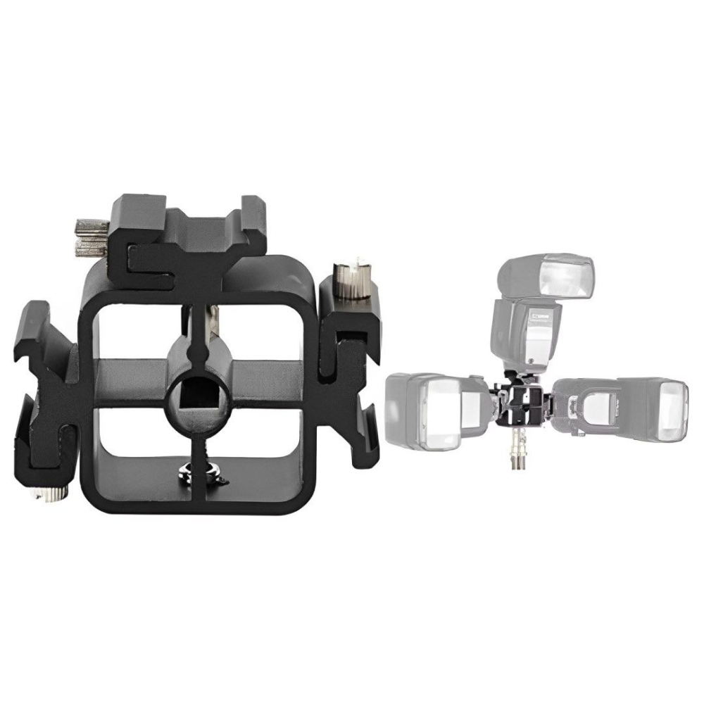 三頭熱靴燈座,多功能燈座閃光燈底座,一轉三熱靴燈座-細節圖2