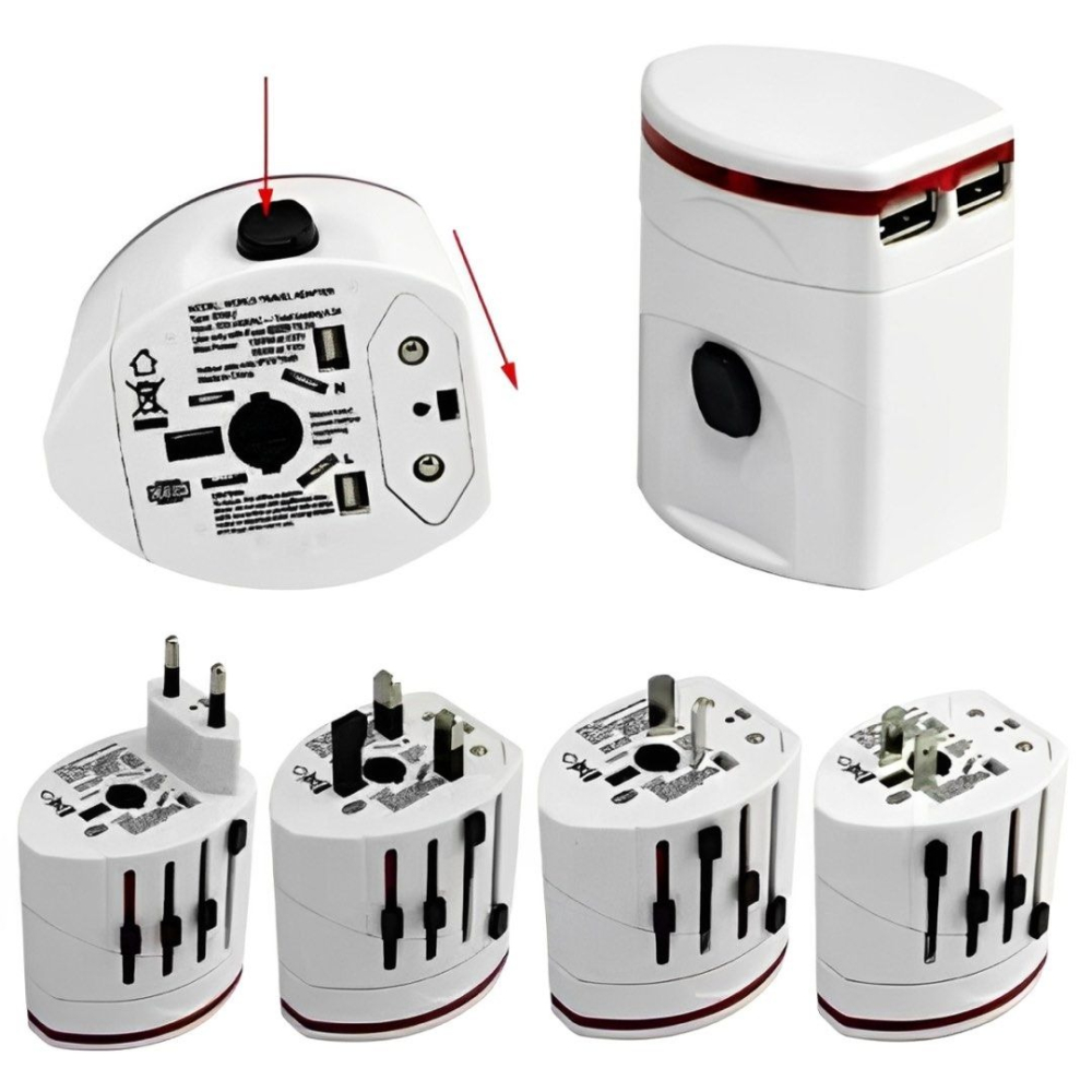 多國旅行轉換頭,萬用轉接頭雙孔USB充電出國旅行插頭,全球通插頭-細節圖2