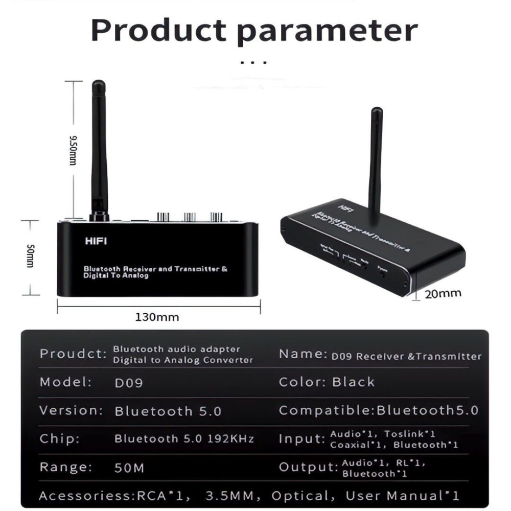 藍牙5.0音頻適配器藍牙接收發射器,藍芽轉換器,光纖轉換同軸轉換調音雙輸出發射器-細節圖4