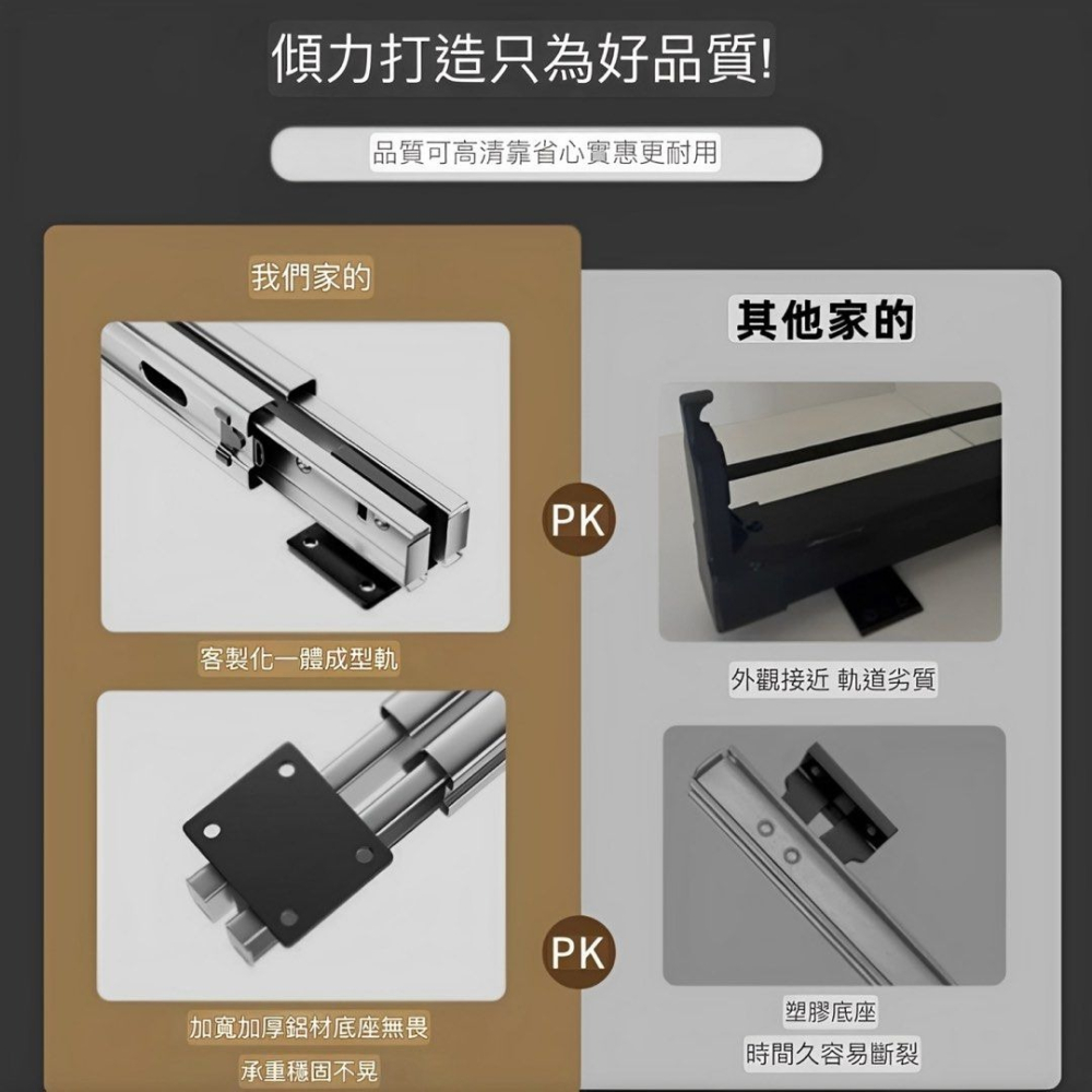 伸縮滑軌衣櫃內置頂裝抽拉式掛衣桿,衣櫥抽拉軌道收納衣褲架-細節圖5