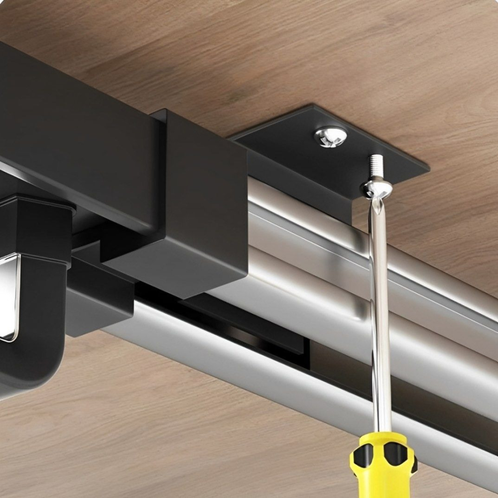 伸縮滑軌衣櫃內置頂裝抽拉式掛衣桿,衣櫥抽拉軌道收納衣褲架-細節圖7