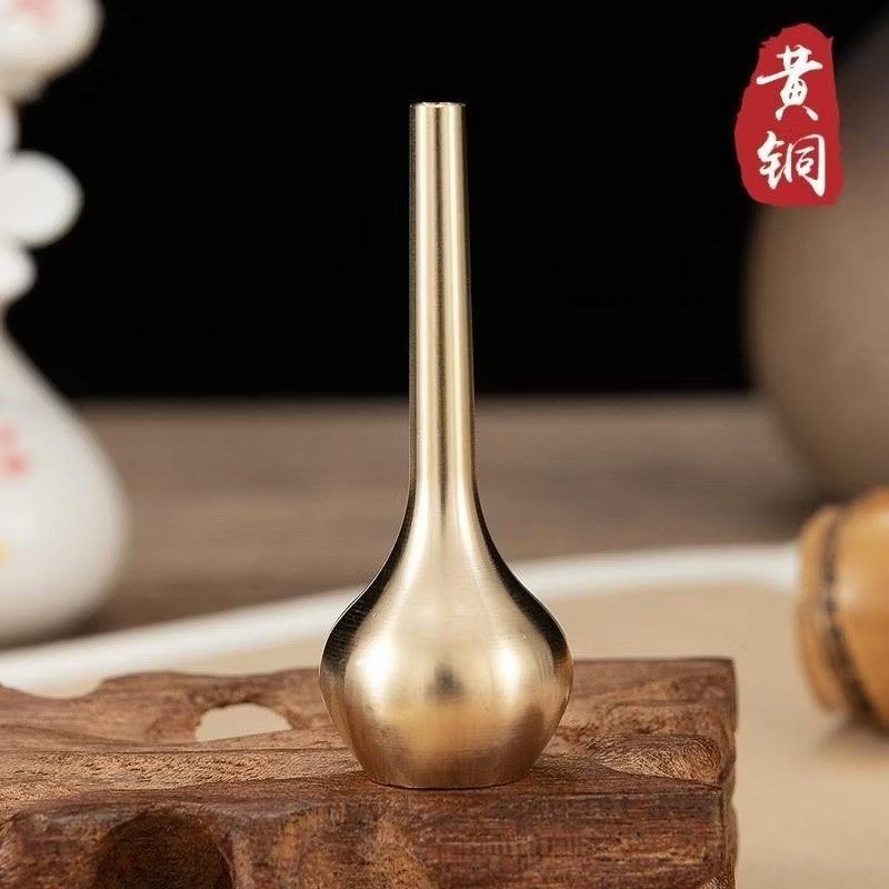 純銅迷你小花瓶,桌面銅花瓶裝飾禪意花器,金屬客廳插花茶藝創意擺飾飾品,迷你淨水瓶/迷你大肚花瓶-細節圖5