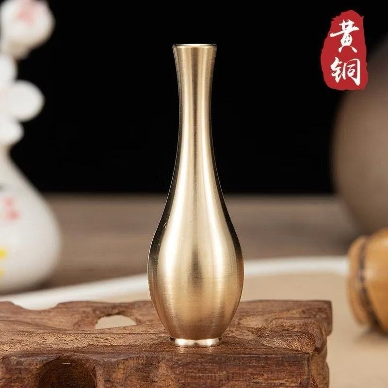 純銅迷你小花瓶,桌面銅花瓶裝飾禪意花器,金屬客廳插花茶藝創意擺飾飾品,迷你淨水瓶/迷你大肚花瓶-細節圖6