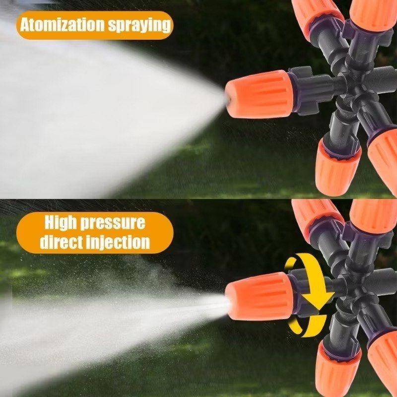 360度花園可調五頭霧化噴頭,園藝養殖場降溫可調節霧化器,庭院灌溉植物澆水設備灑水器-細節圖4