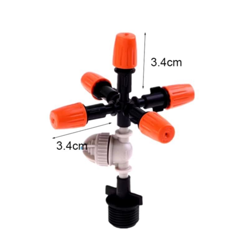 360度花園可調五頭霧化噴頭,園藝養殖場降溫可調節霧化器,庭院灌溉植物澆水設備灑水器-細節圖9