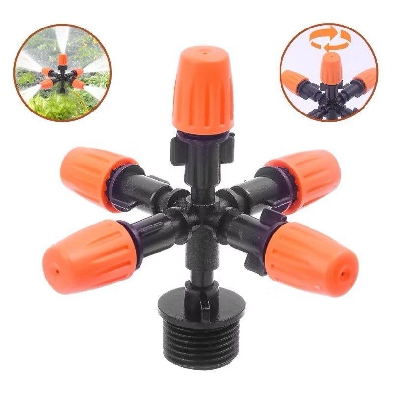 360度花園可調五頭霧化噴頭,園藝養殖場降溫可調節霧化器,庭院灌溉植物澆水設備灑水器-細節圖10