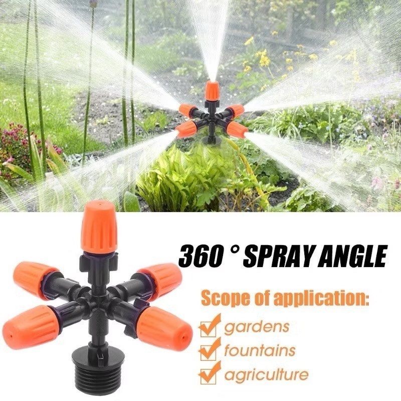 360度花園可調五頭霧化噴頭,園藝養殖場降溫可調節霧化器,庭院灌溉植物澆水設備灑水器-細節圖2