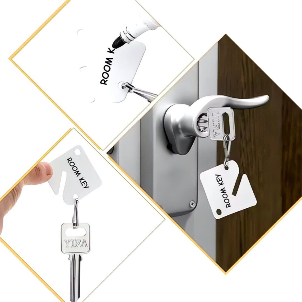 10 個壓克力空白標籤吊牌開口環,插槽式ID鑰匙圈編號金屬塔扣,房間鑰匙編號鑰匙扣-細節圖4