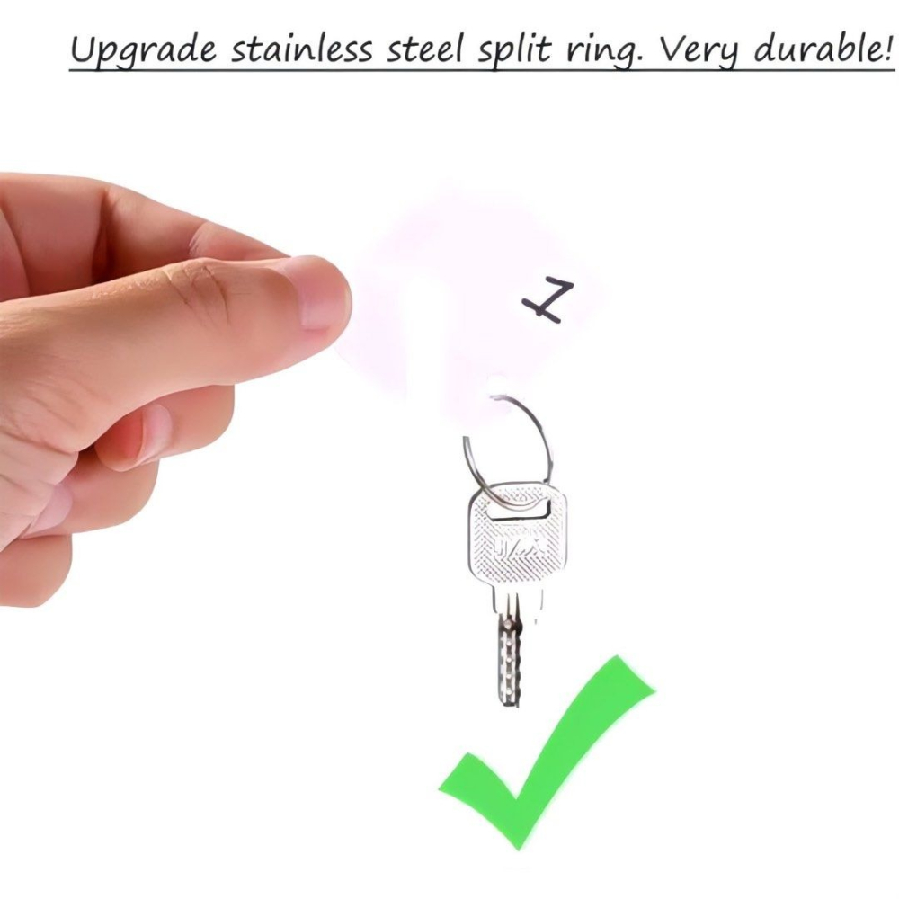 10 個壓克力空白標籤吊牌開口環,插槽式ID鑰匙圈編號金屬塔扣,房間鑰匙編號鑰匙扣-細節圖5