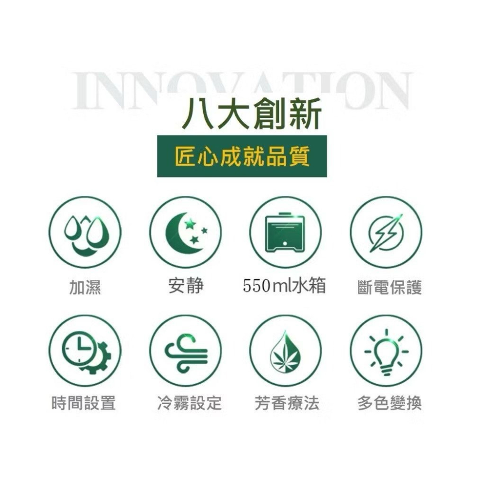 遙控版七彩燈木紋香薰機加濕器,550ml智能超聲波香氛機,靜音薰香水氧機香芬機-細節圖2