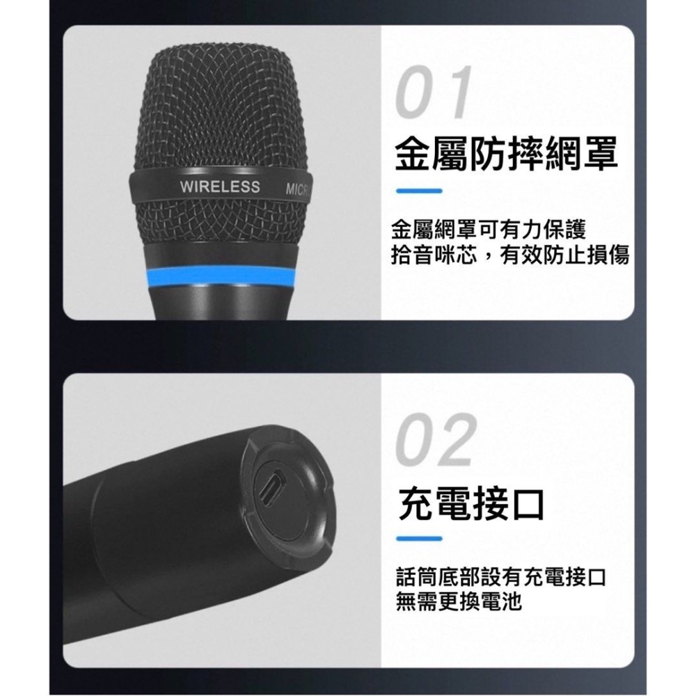 DSP防嘯叫無線麥克風,藍牙一拖二便攜唱歌專業混響器,家庭KTV即插即用充電麥克風-細節圖4