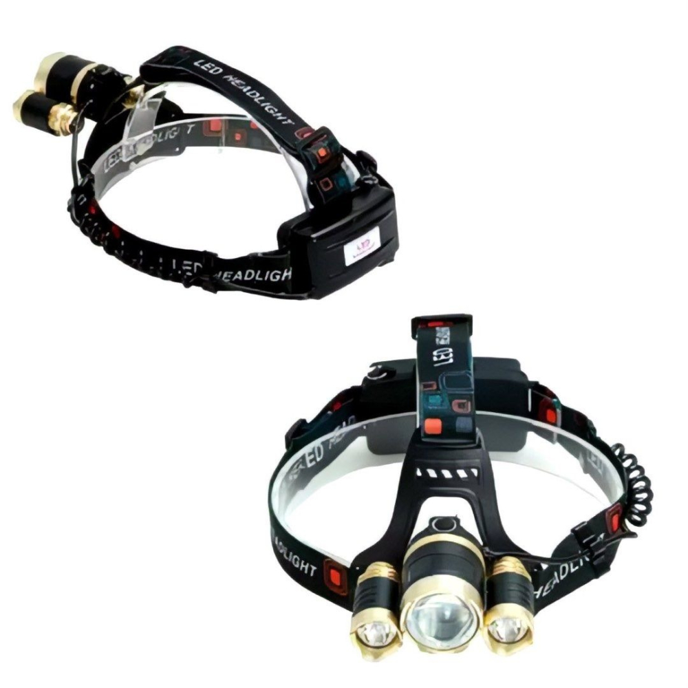 3LED鋁合金頭燈,可調節飛機頭強光探照燈,露營釣魚可充電頭燈,T6三燈維修工作手電筒,登山攀岩照明設備-細節圖7