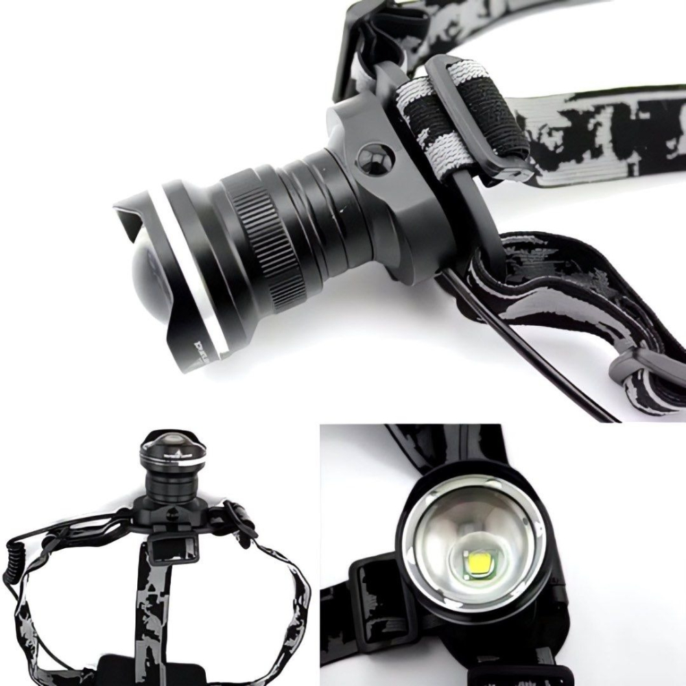 CREE XM-L T6 鋁合金伸縮變焦頭燈,頭戴式魚眼可充電照明燈,工作探照燈-細節圖2