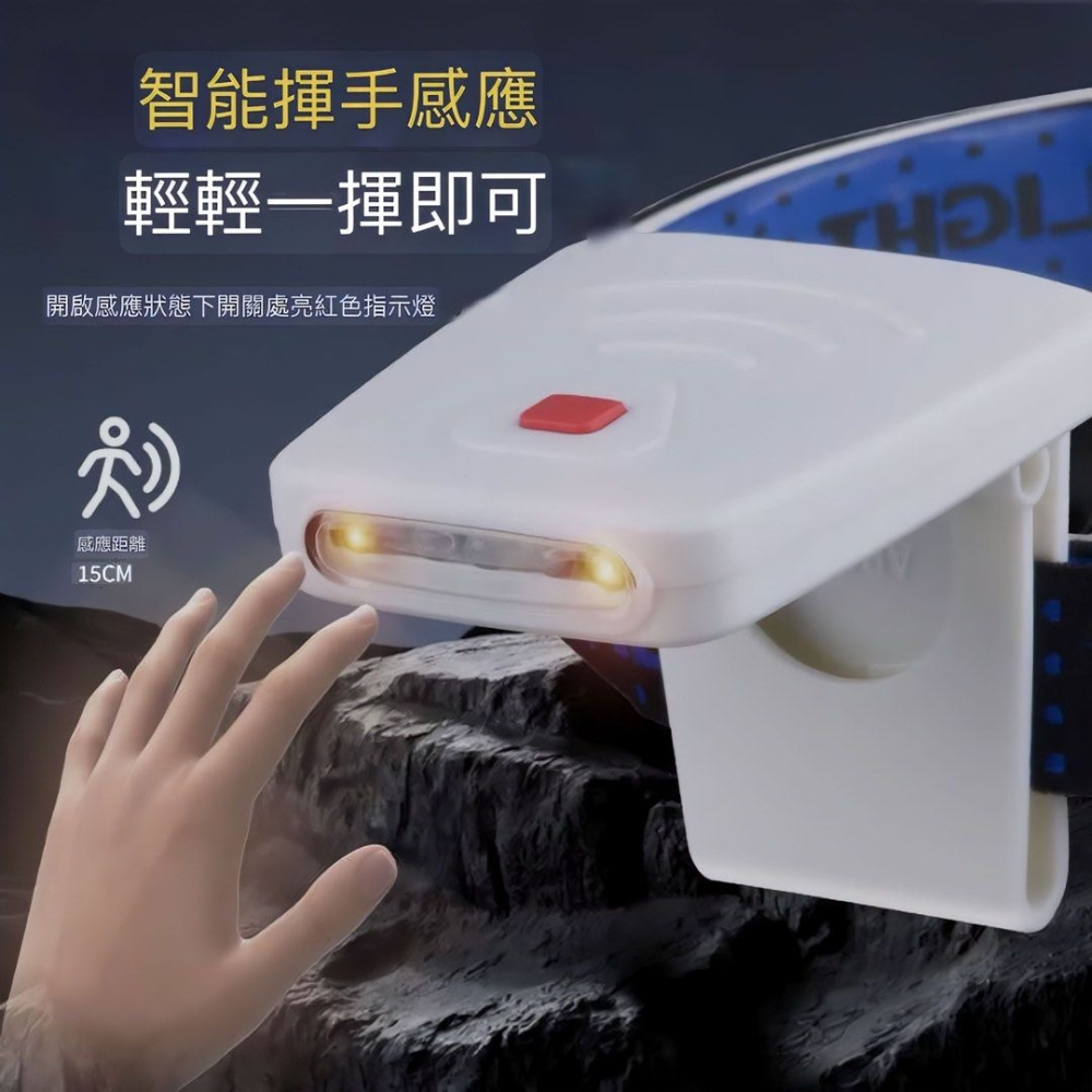 紅外線感應釣魚頭燈,夜釣夾帽燈,可充電LED戶外帽子帽檐燈-細節圖4