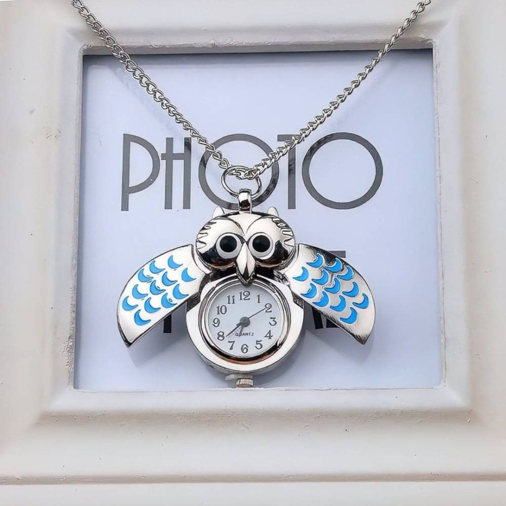 創意貓頭鷹復古翻蓋懷錶,可愛立體項鍊掛錶,開蓋式項鍊錶-細節圖8