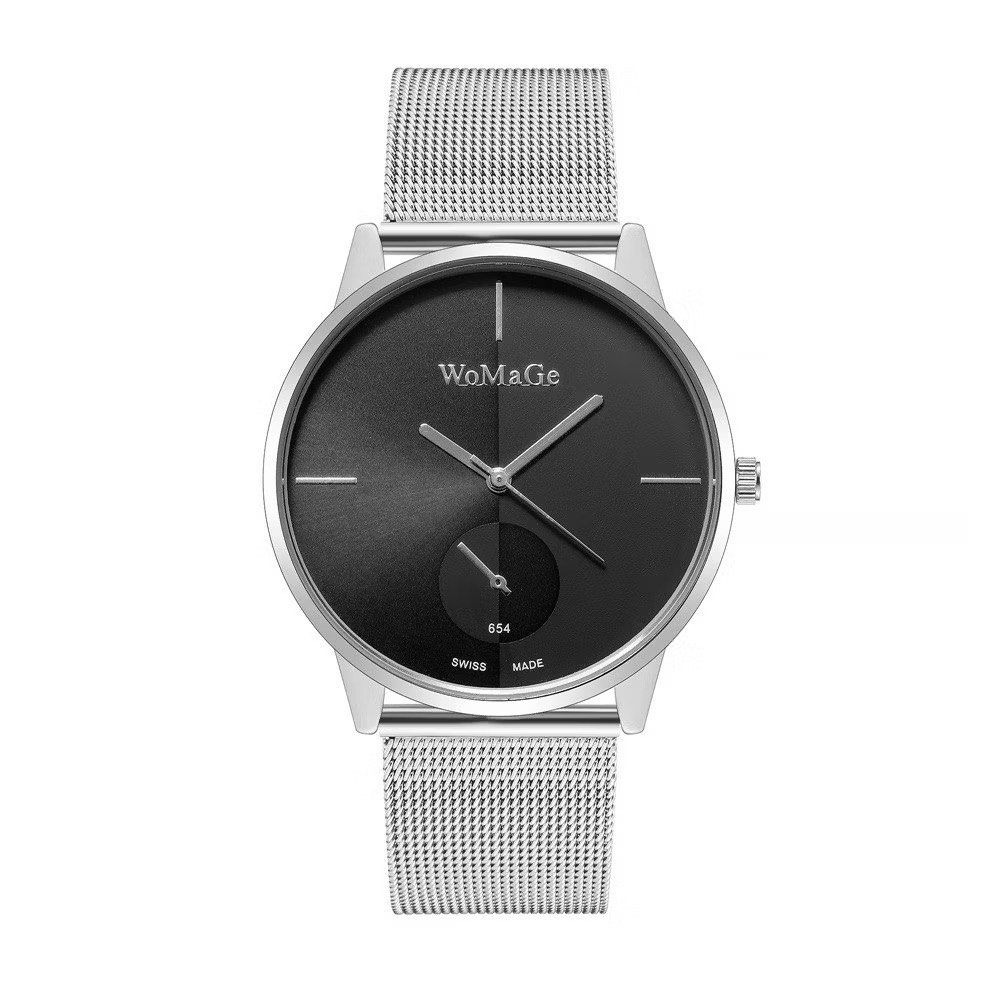 時尚銀網帶手錶,韓版質感文青輕薄手錶,極簡風休閒錶,情侶錶-細節圖4