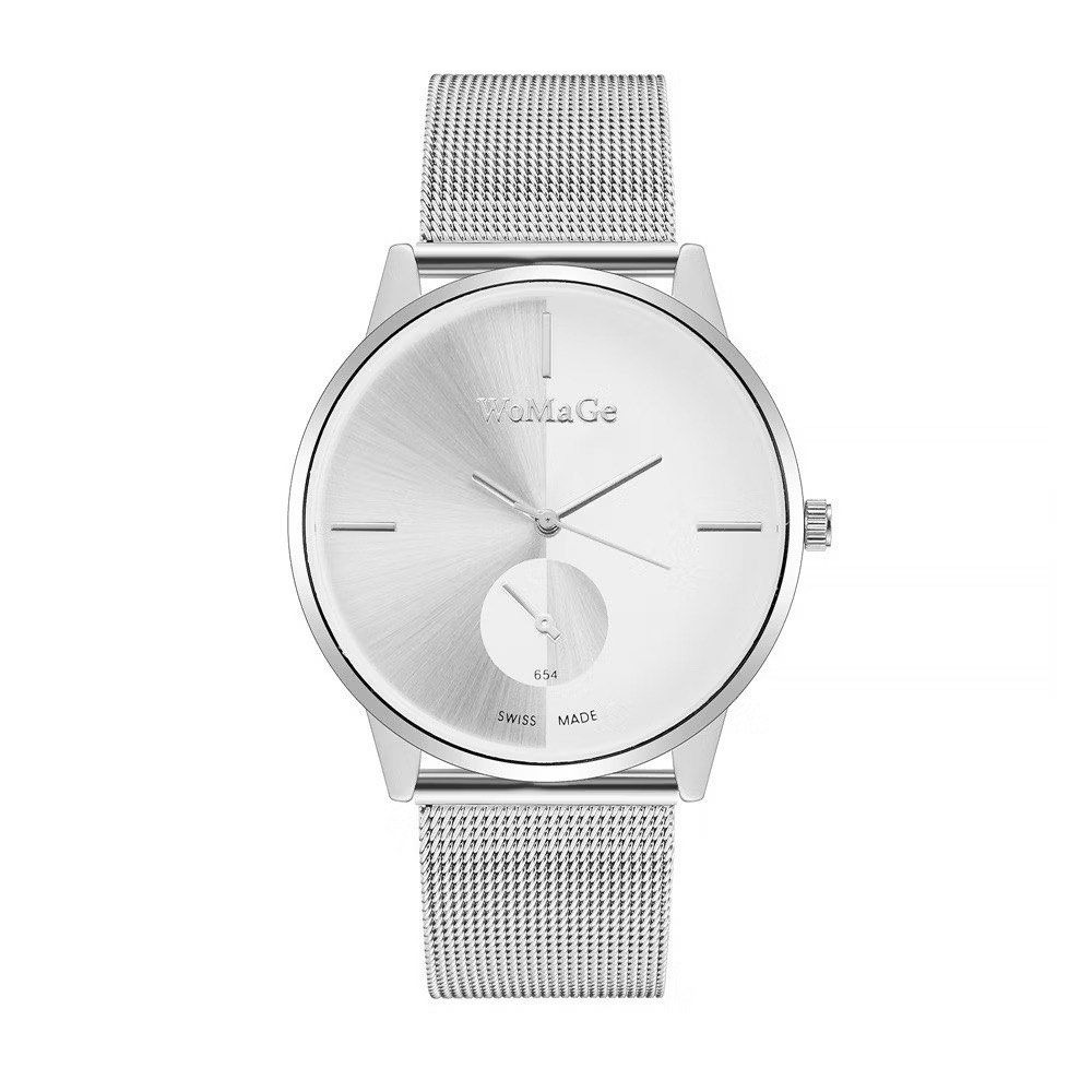 時尚銀網帶手錶,韓版質感文青輕薄手錶,極簡風休閒錶,情侶錶-細節圖5