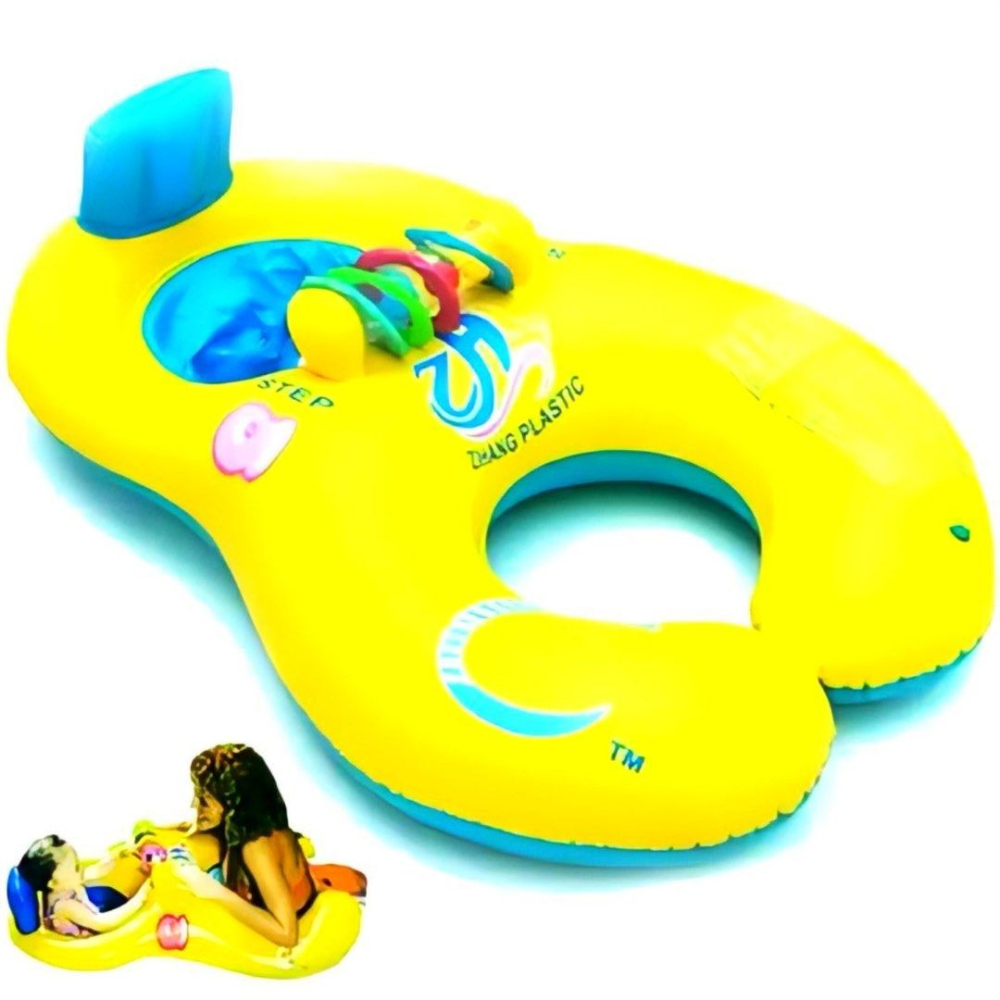 親子充氣游泳圈,母子雙人泳圈,嬰幼兒安全戲水坐圈,游泳池兒童大泳圈-細節圖2