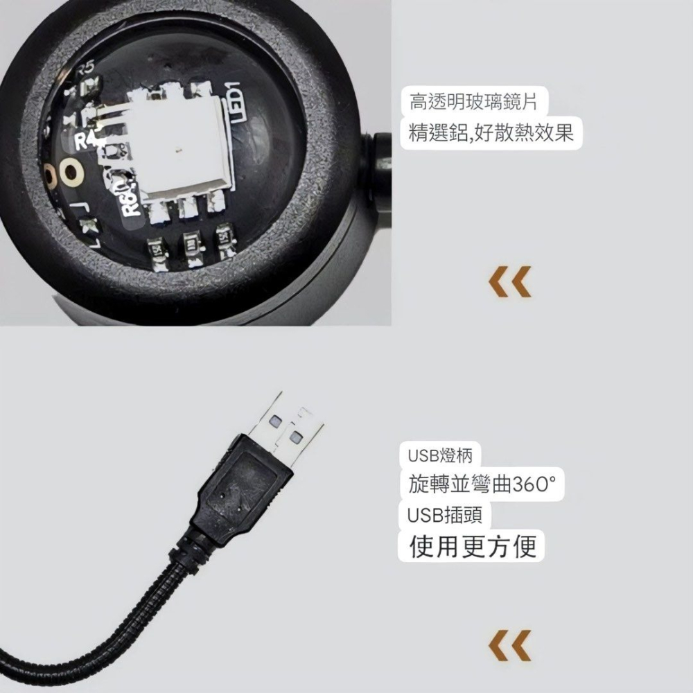 USB七彩投影燈,直播背景氣氛燈,創意LED牆壁攝影氛圍燈,360度旋轉日落燈檯燈,夕陽燈落日燈小夜燈-細節圖6