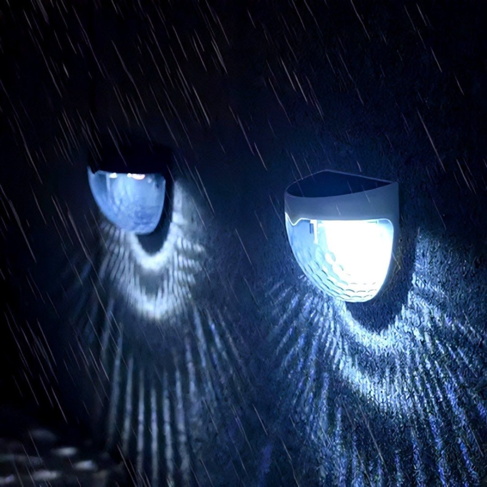 太陽能戶外防水自動光感應壁燈,半圓柵欄水滴效果圍籬燈,花園庭院圍欄燈-細節圖4